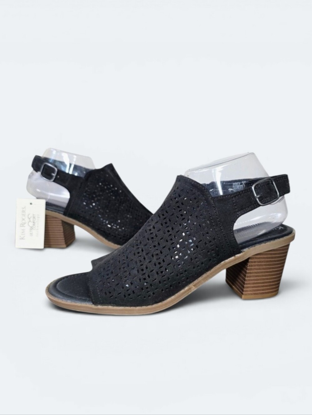 NEW Kim Rogers Neveah Black Perforated Wedge Sandals Size 11